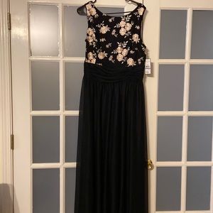 Black floor length embroidered dress
